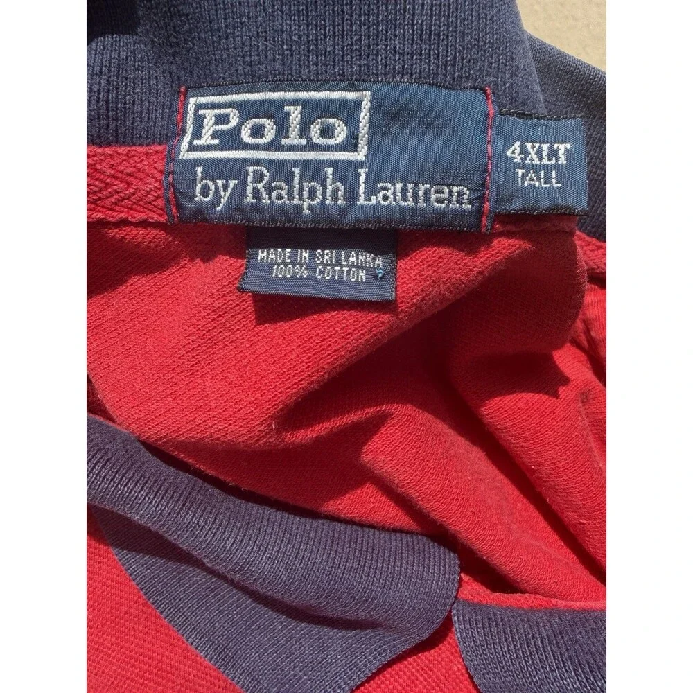 Vintage Polo Ralph Lauren 4XLT Red Crest Polo Shirt New York Quality Rugby 90s